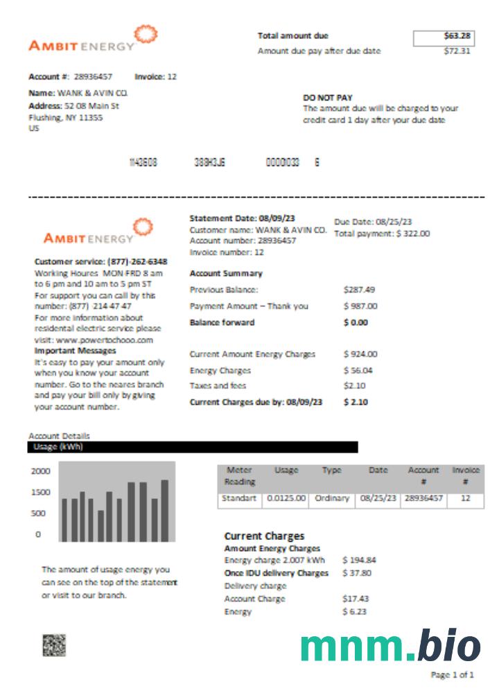 Ambit Energy rachunek za usługi komunalne